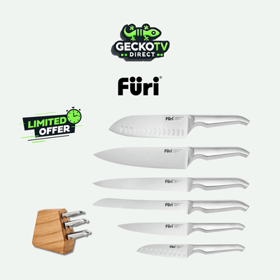 Gecko Direct - Furi Duo-Angled Block & 6 Knife Set Bundle