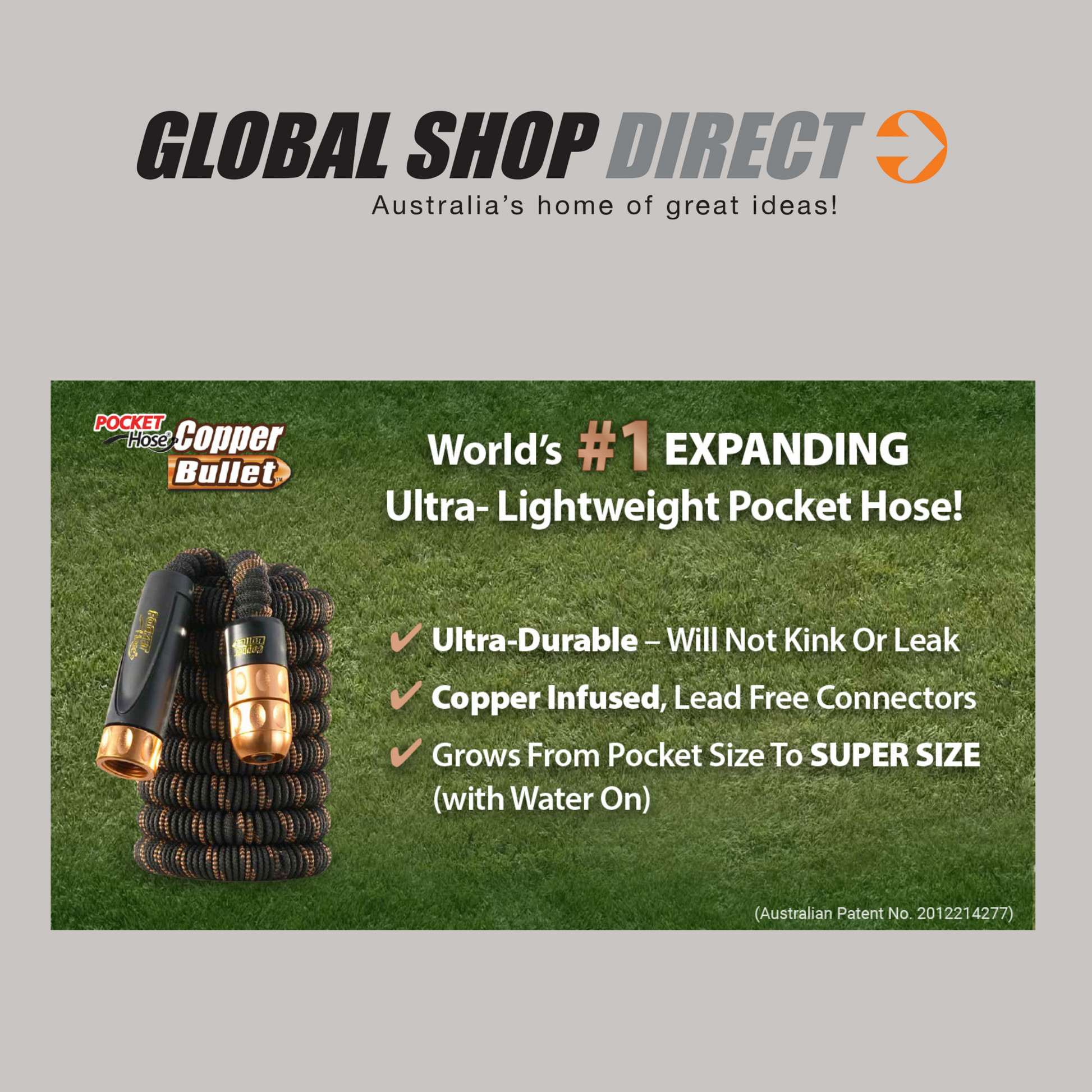 Global Shop Direct - Pocket Hose Copper Bullet with Bonus Nozzle