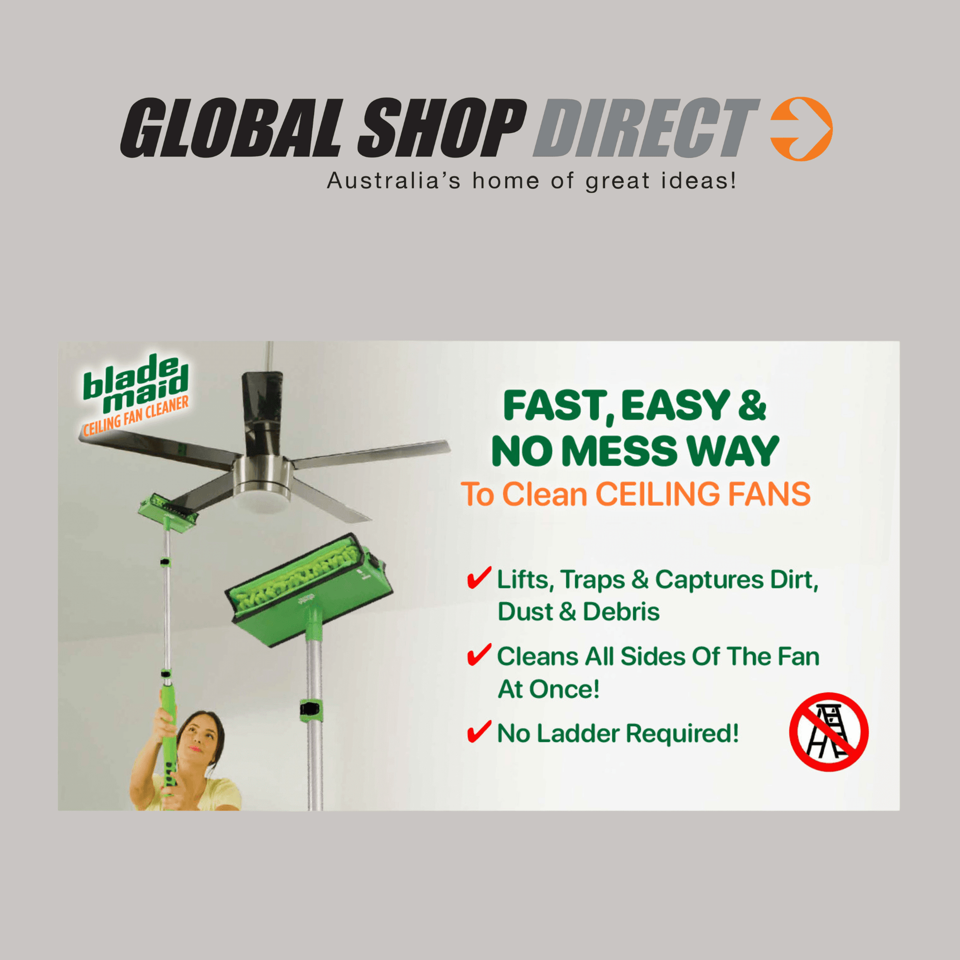 Global Shop Direct - Blade Maid Ceiling Fan Cleaner