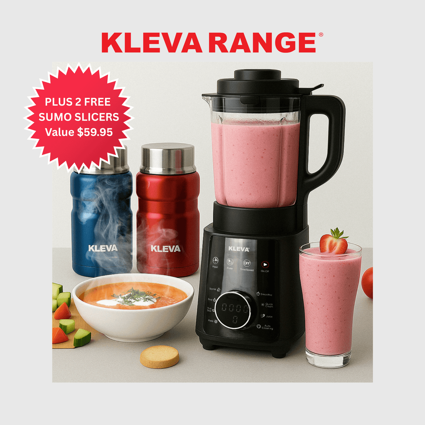 Kleva Mealio Hot & Cold Blender - Cook & Blend in One - Save $199