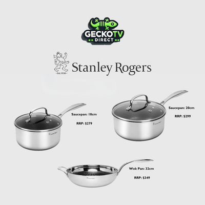 Gecko Direct - Stanley Rogers YOUTV 3pc Saucepan & Wok BUNDLE