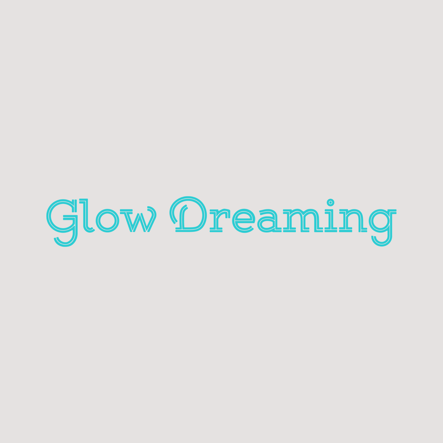 Glow Dreaming brand logo in turquoise on a light background, featuring a modern font design.